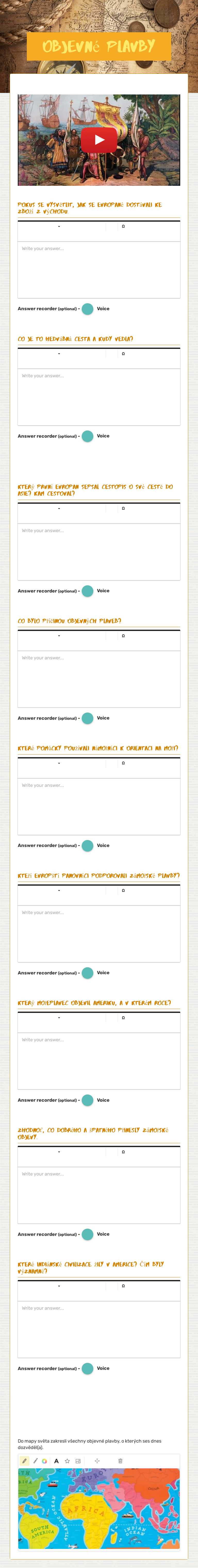 Objevné plavby worksheet preview image