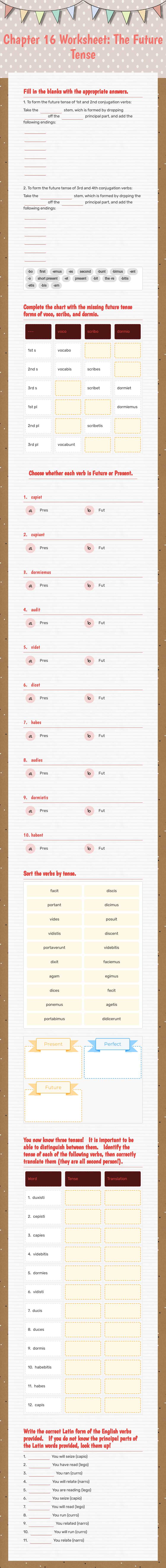 Chapter 16 Worksheet: The Future Tense worksheet preview image