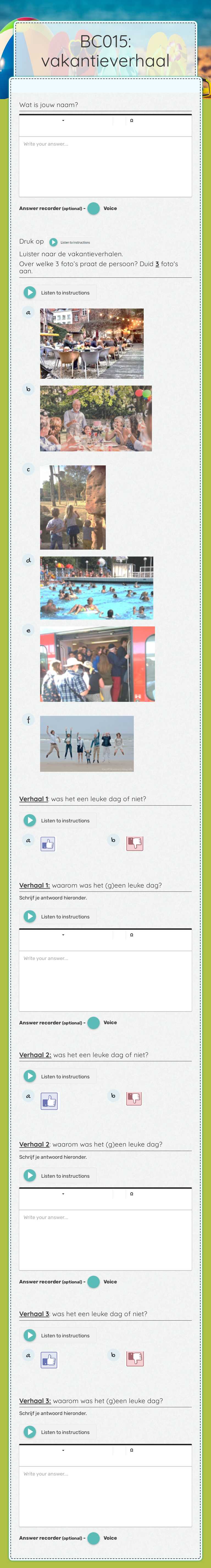 BC015: vakantieverhaal worksheet preview image