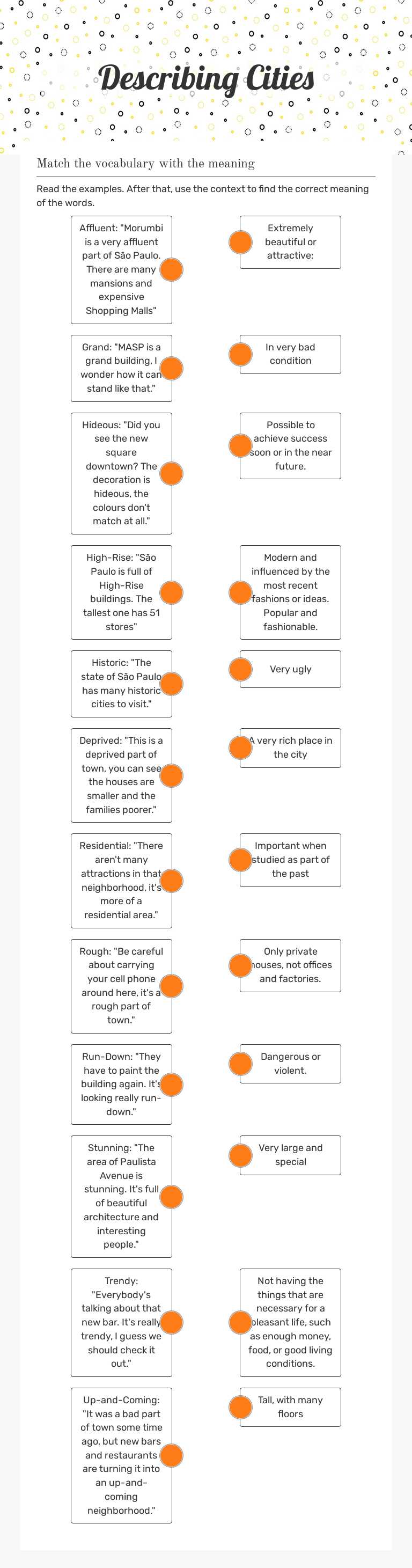 Describing Cities worksheet preview image