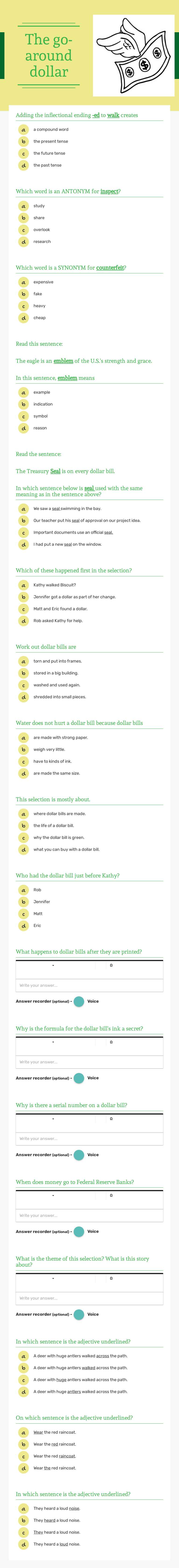 The go-around dollar worksheet preview image