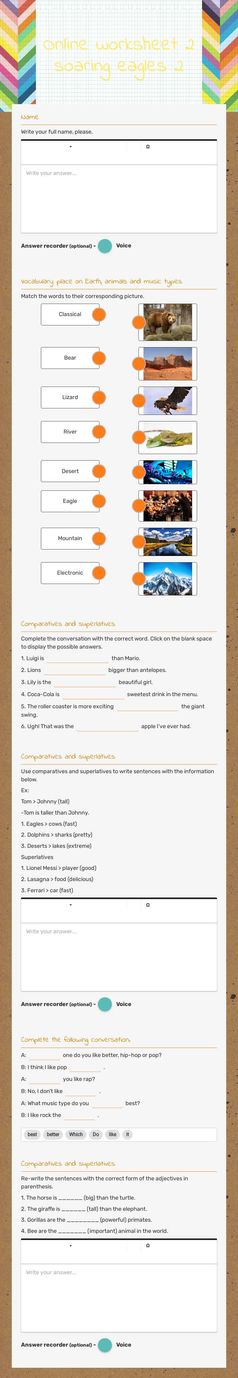 Online worksheet 2 soaring eagles 2 worksheet preview image