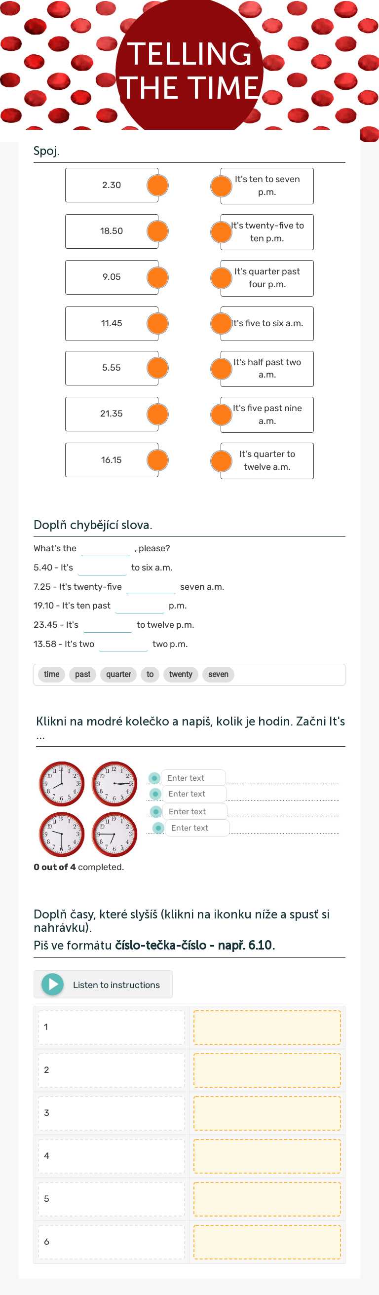 TELLING THE TIME worksheet preview image