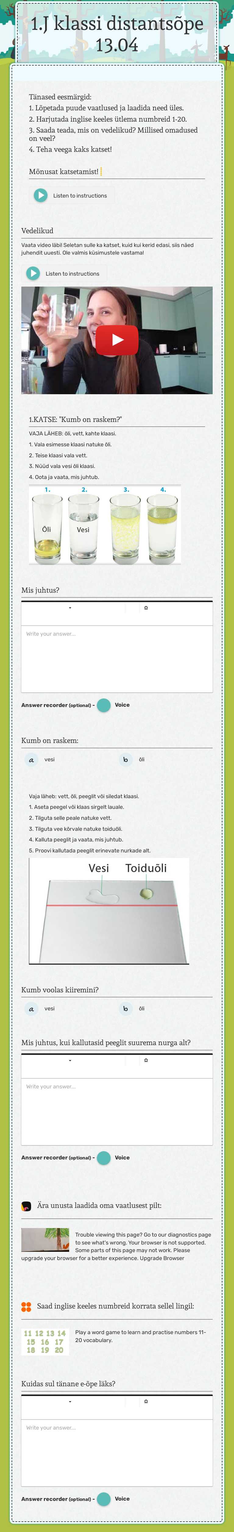 1.J klassi distantsõpe 13.04 worksheet preview image