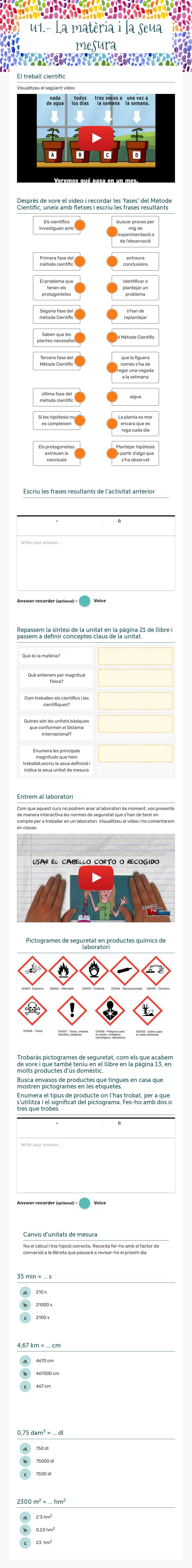 u1.- La matèria i la seua mesura worksheet preview image