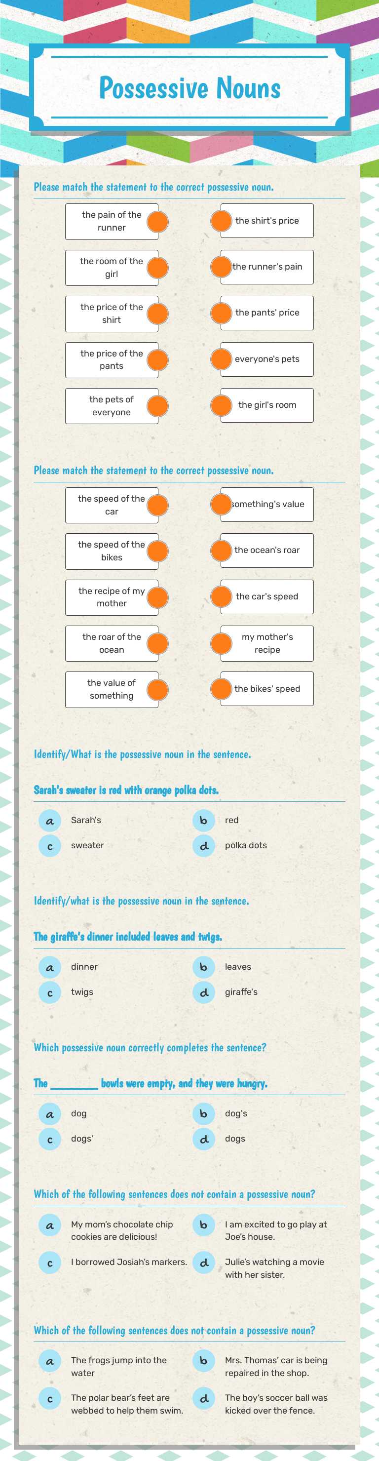 Possessive Nouns worksheet preview image