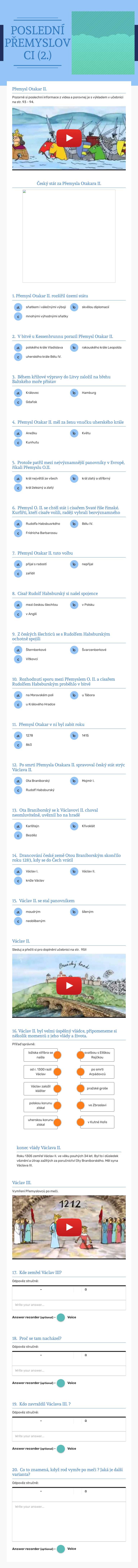 POSLEDNÍ PŘEMYSLOVCI (2.) worksheet preview image