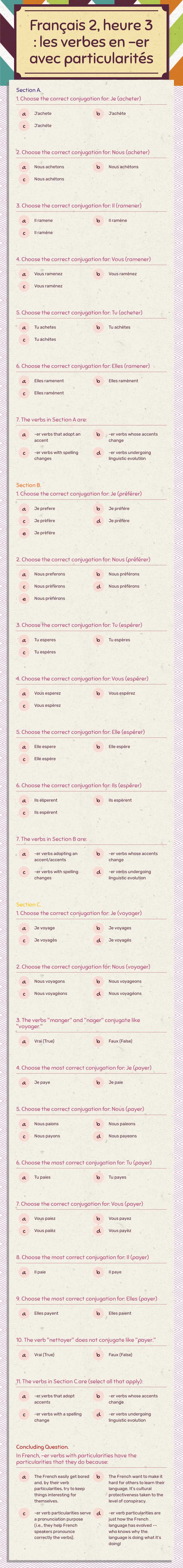 Français 2, heure 3 :
les verbes en -er avec particularités worksheet preview image