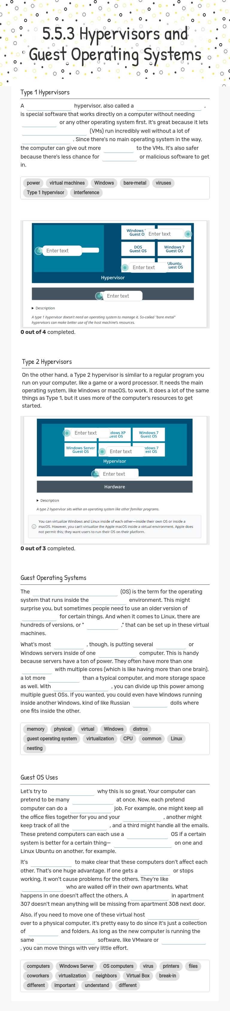 5.5.3 Hypervisors and Guest Operating Systems worksheet preview image