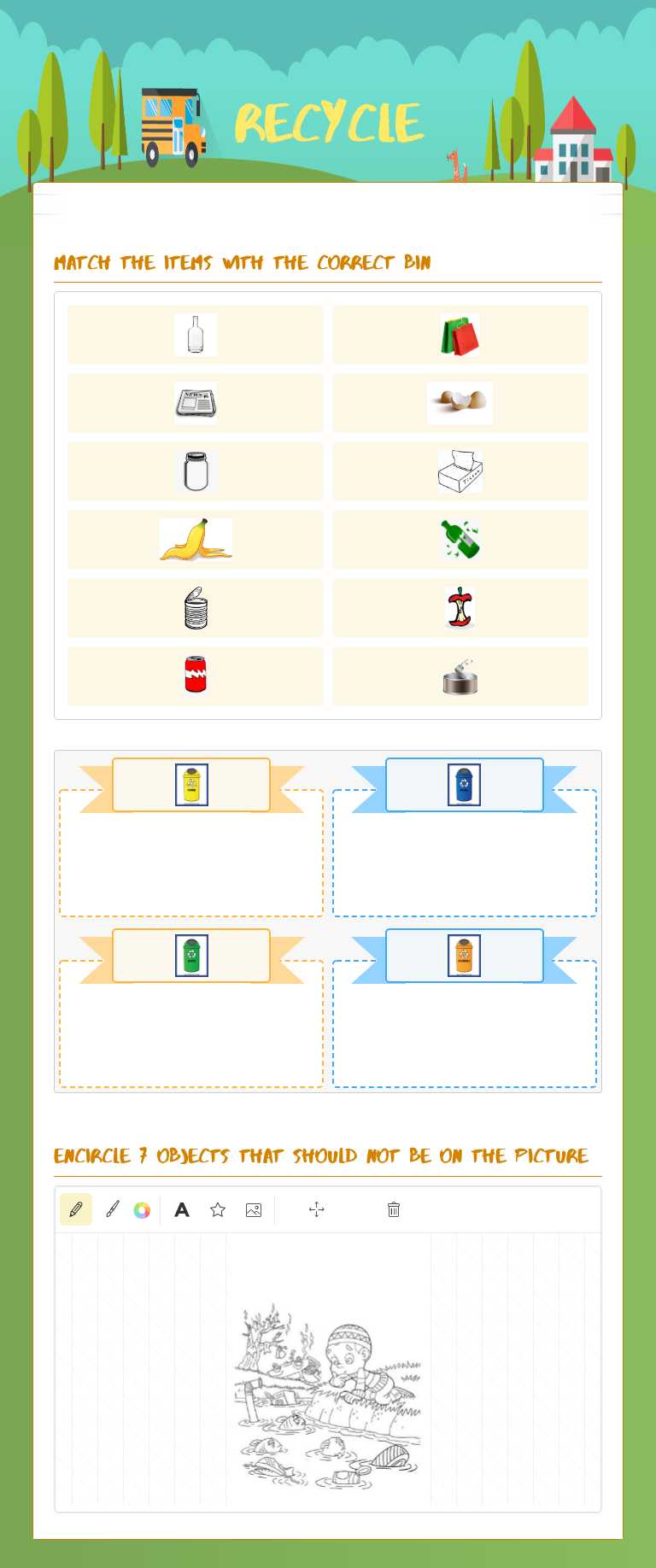 Recycle Preschool worksheet preview