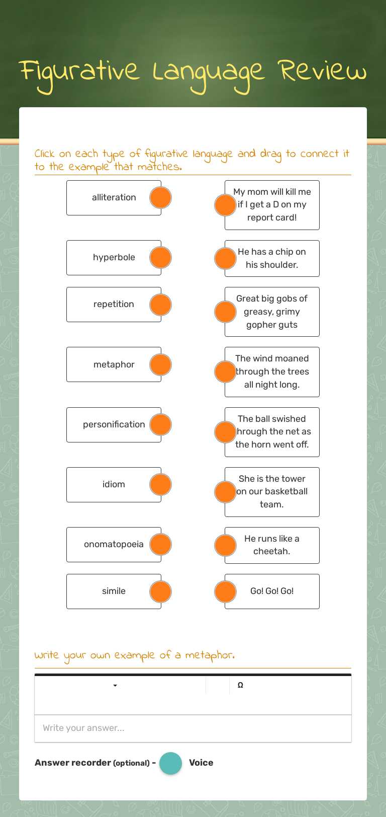 Figurative Language Review worksheet preview image