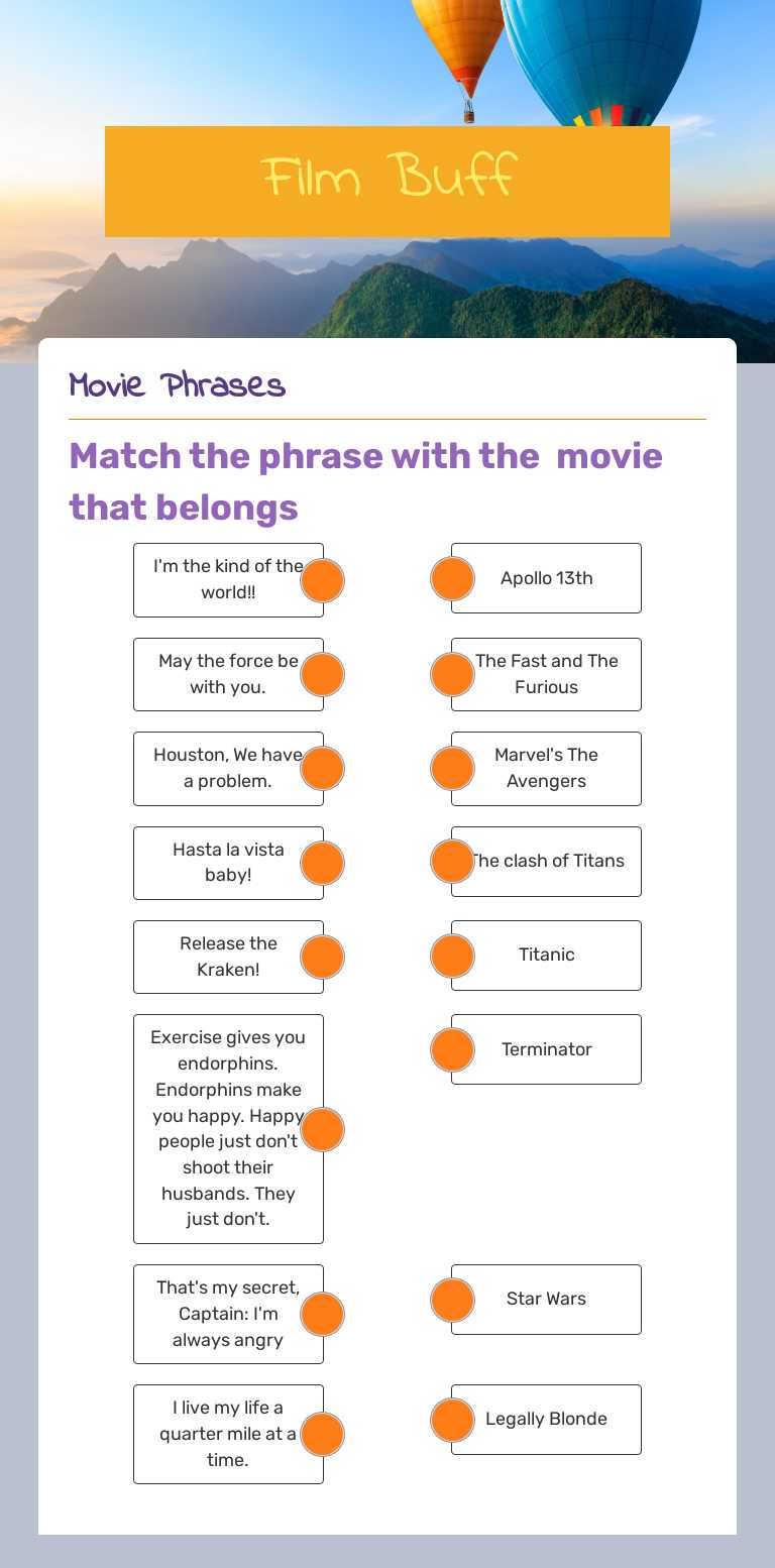 Film Buff Grade 9 worksheet preview