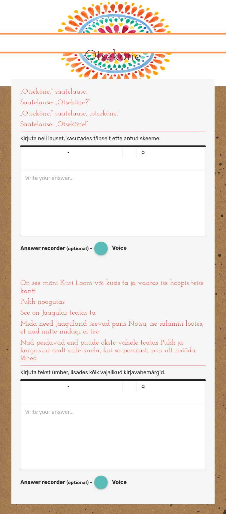 Otsekõne worksheet preview image