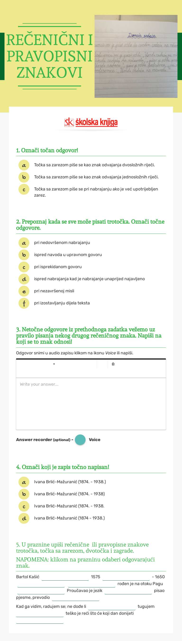 REČENIČNI I PRAVOPISNI ZNAKOVI Grade 6 worksheet preview