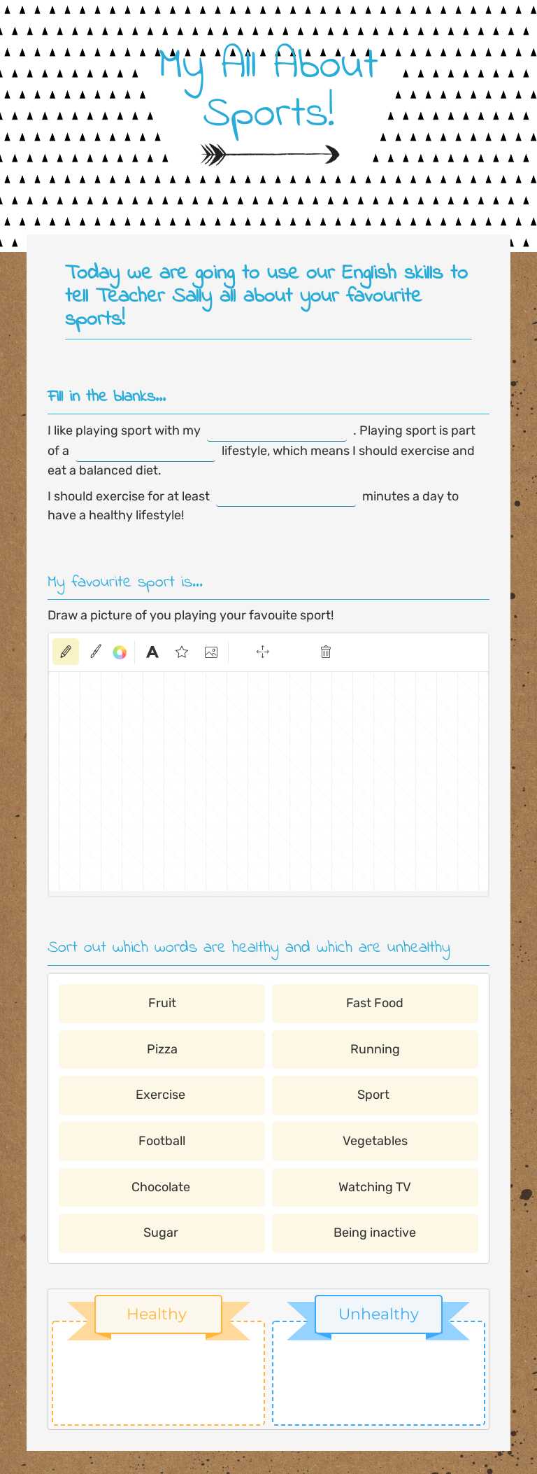 My All About Sports! worksheet preview image