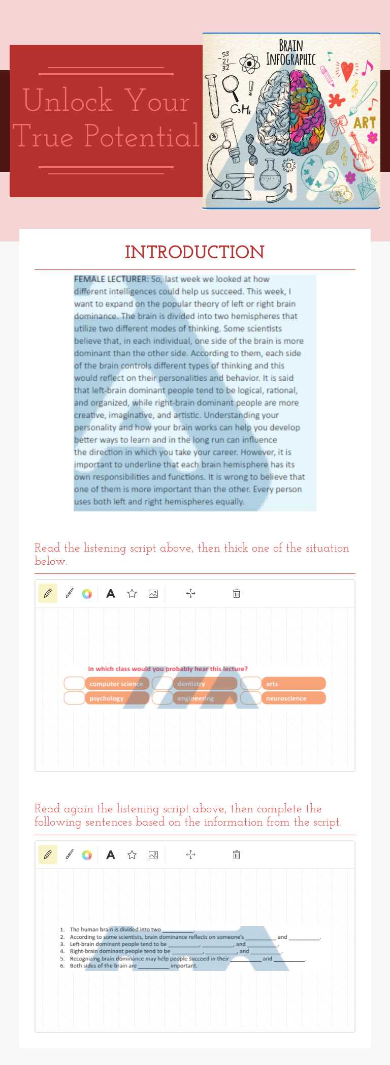 Unlock Your True
Potential Other worksheet preview