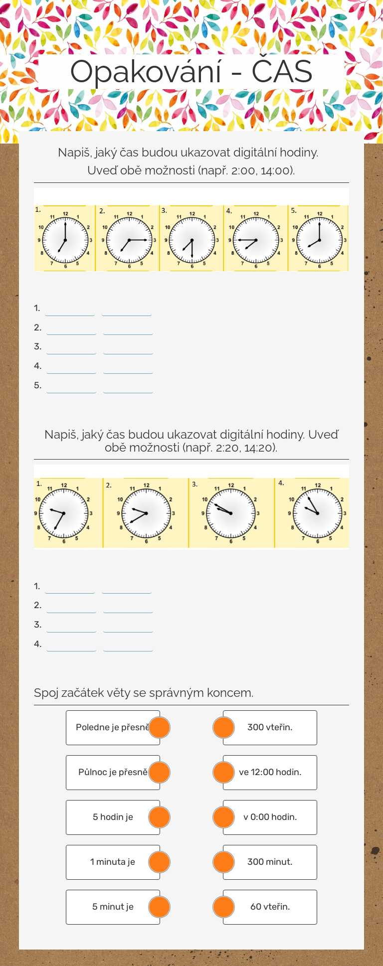 Opakování - ČAS worksheet preview image