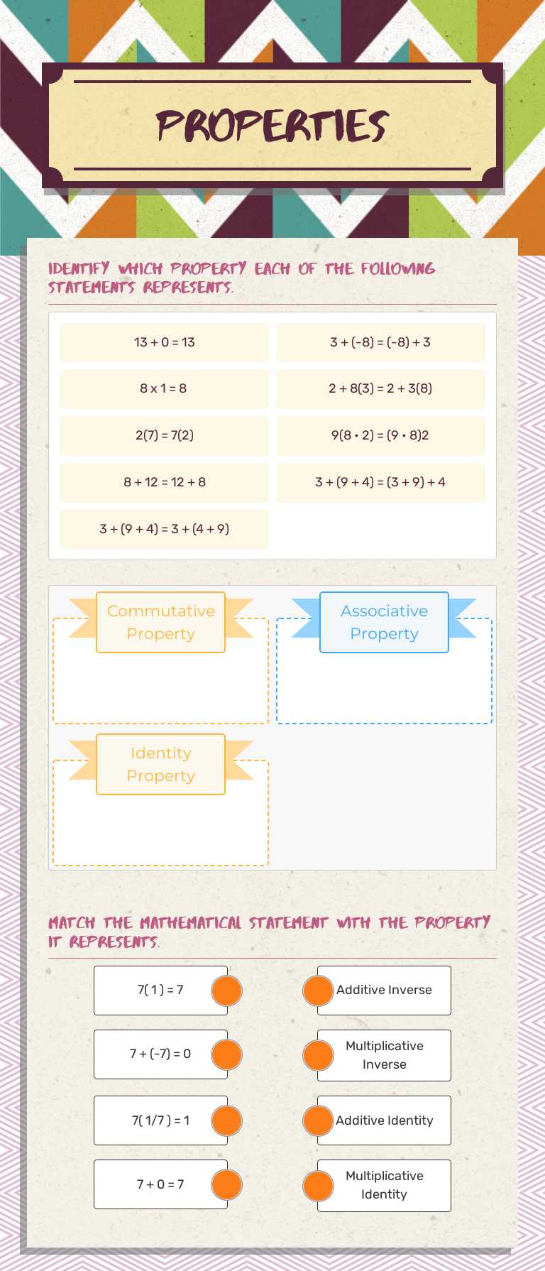 Properties Grade 6 worksheet preview