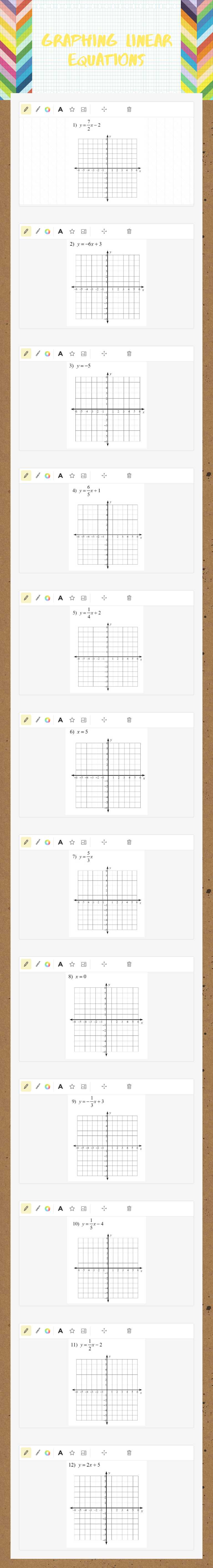 Graphing Linear Equations worksheet preview image