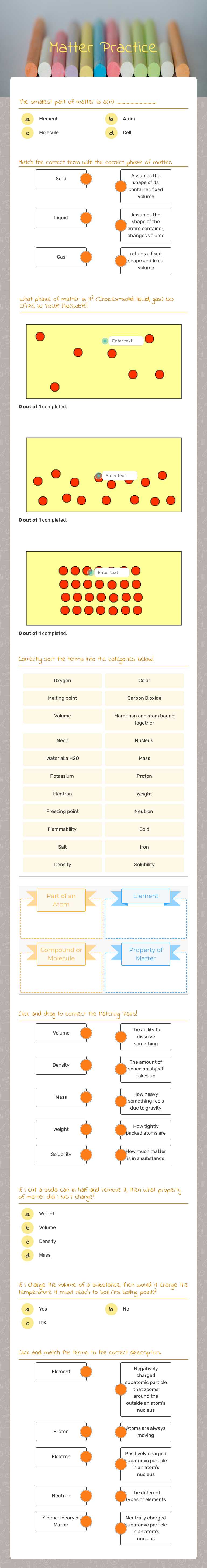 Matter Practice worksheet preview image