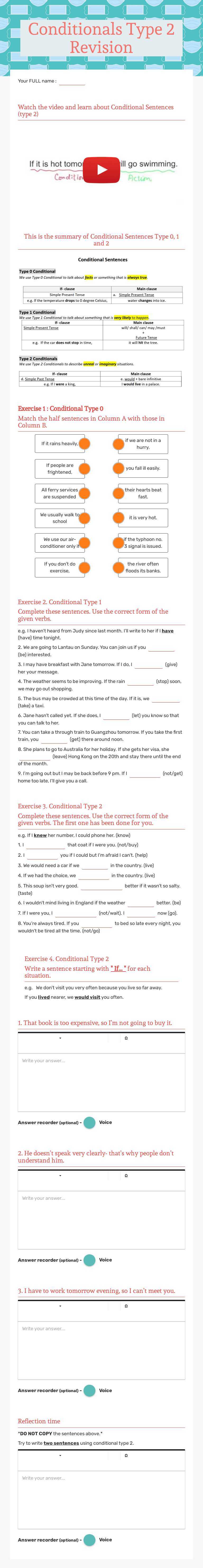 Conditionals Type 2
Revision worksheet preview image