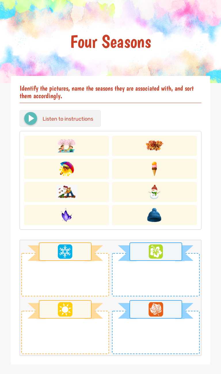 Four Seasons Preschool worksheet preview