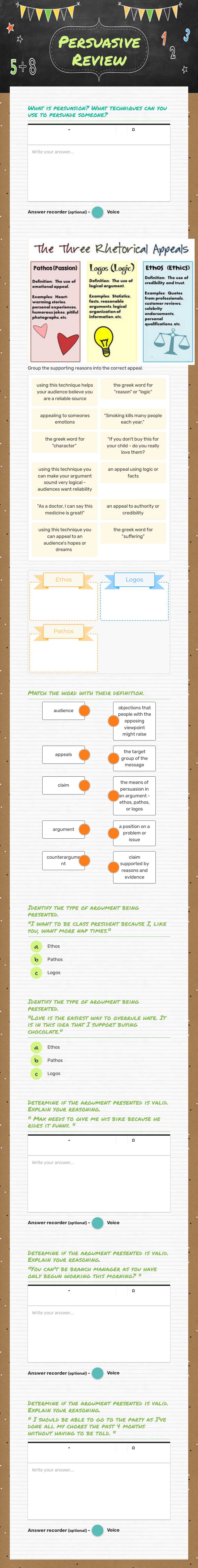 Persuasive Review worksheet preview image