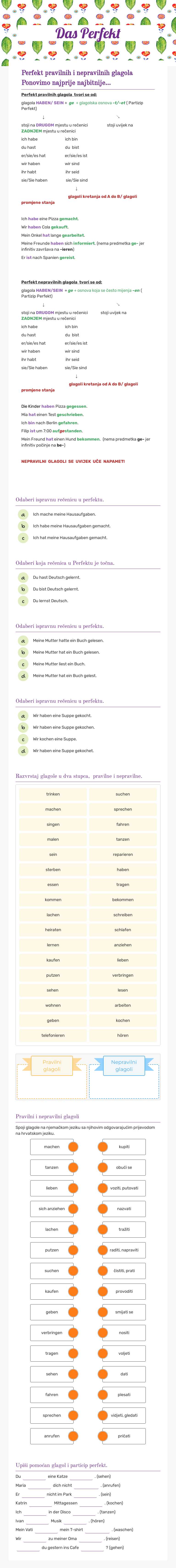 Das Perfekt worksheet preview image