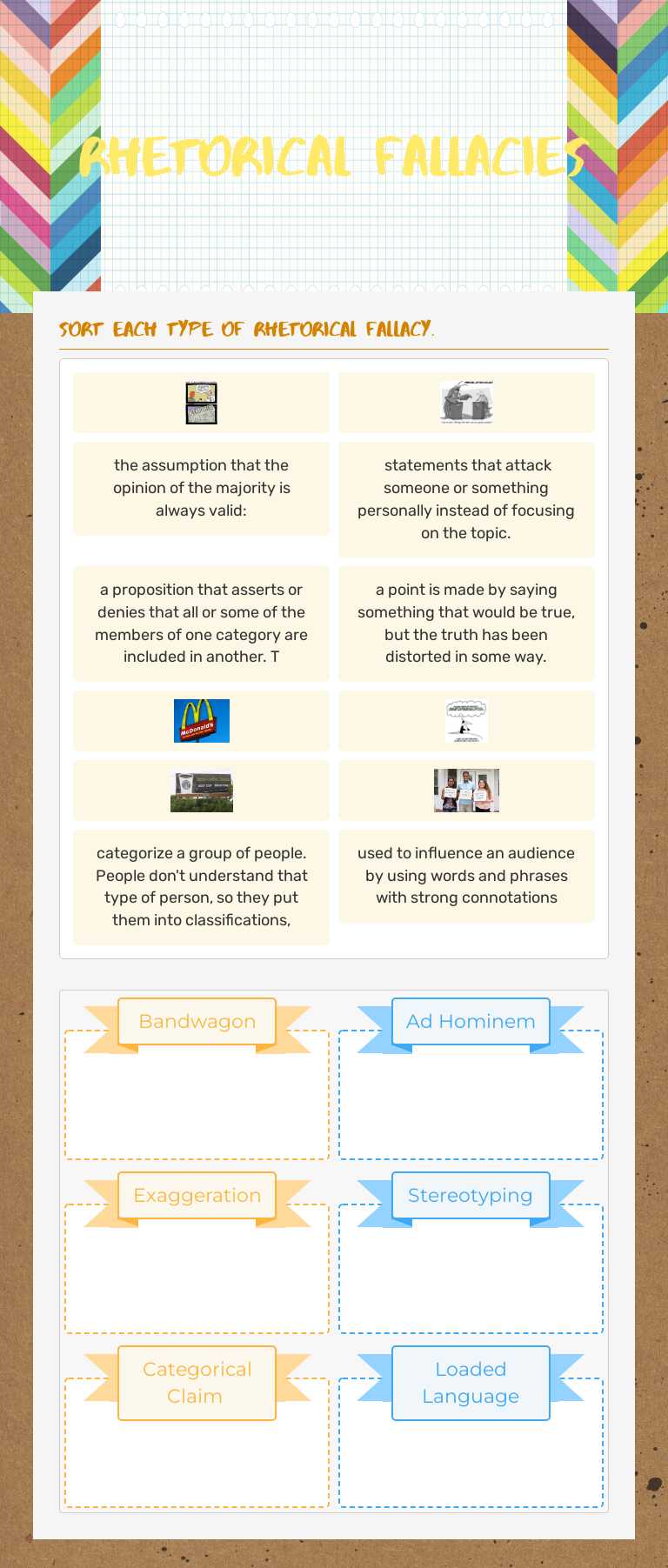Rhetorical fallacies Grade 7 worksheet preview