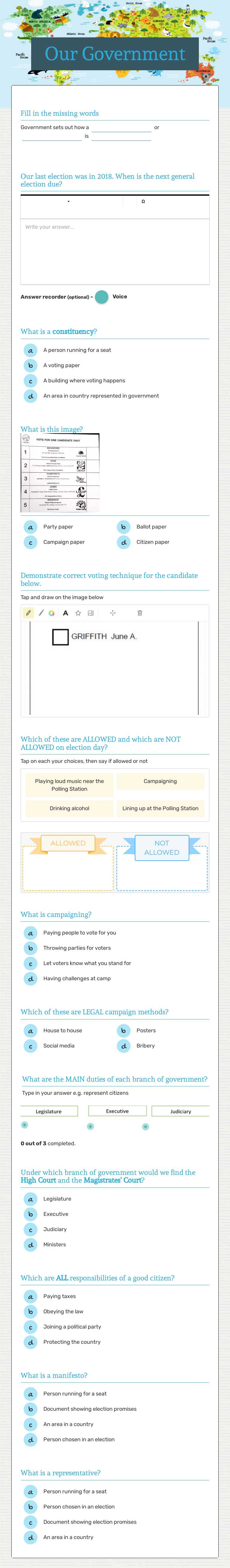 Our Government worksheet preview image