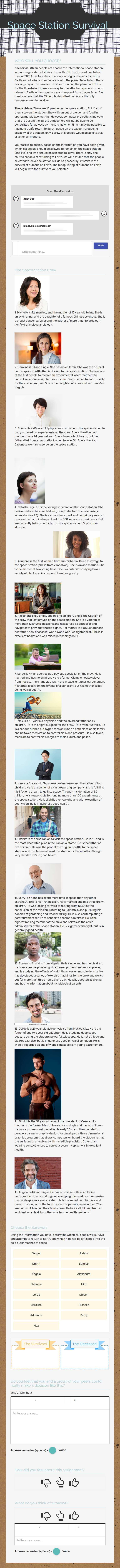 Space Station Survival worksheet preview image