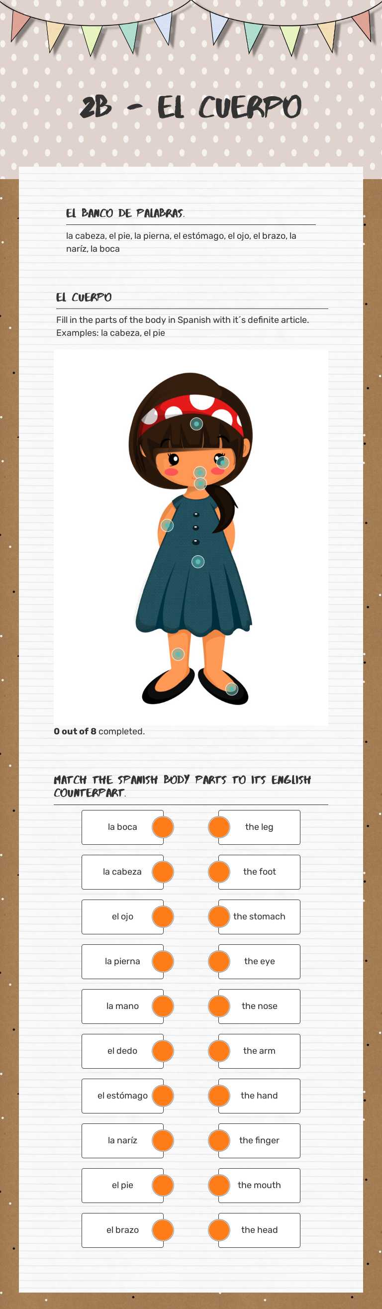 2B - El Cuerpo worksheet preview image