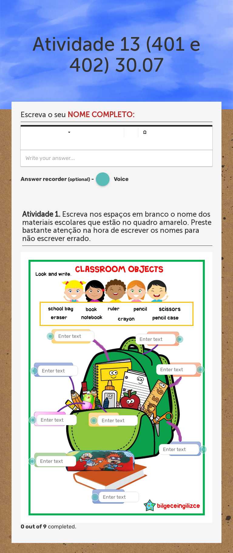 Atividade 13 (401 e 402) 30.07 worksheet preview image