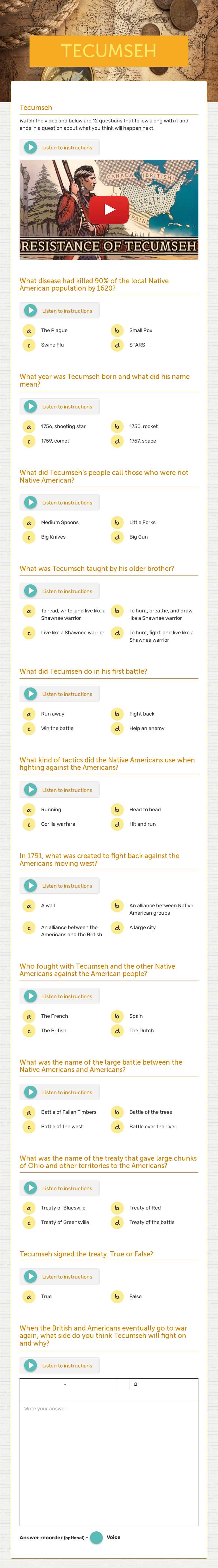 TECUMSEH Grade 7 worksheet preview