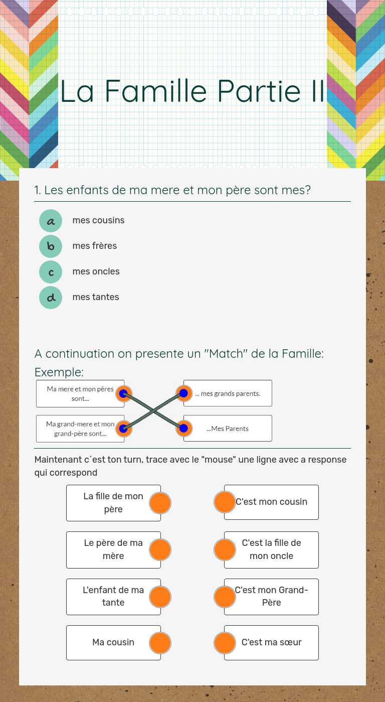 La Famille Partie II Grade 4 worksheet preview
