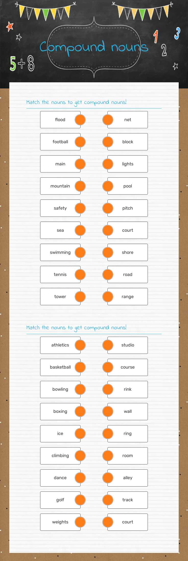 Compound nouns worksheet preview image