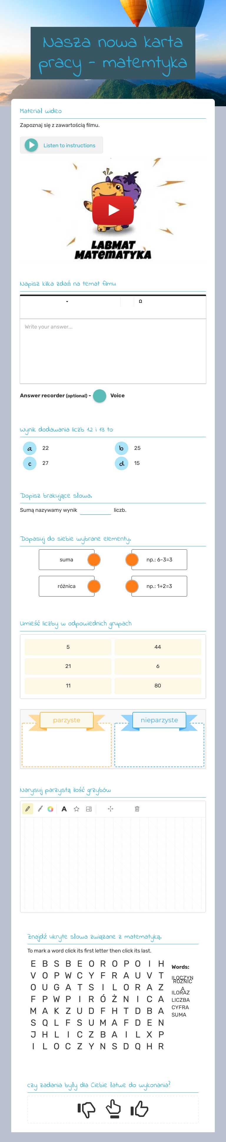 Nasza nowa karta pracy - matemtyka Grade 3 worksheet preview