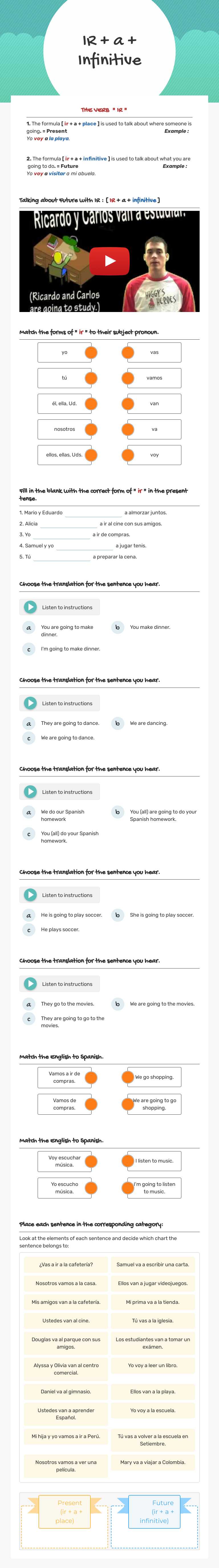 IR + a + Infinitive worksheet preview image