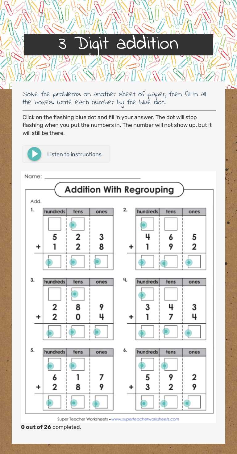 3 Digit addition Grade 2 worksheet preview