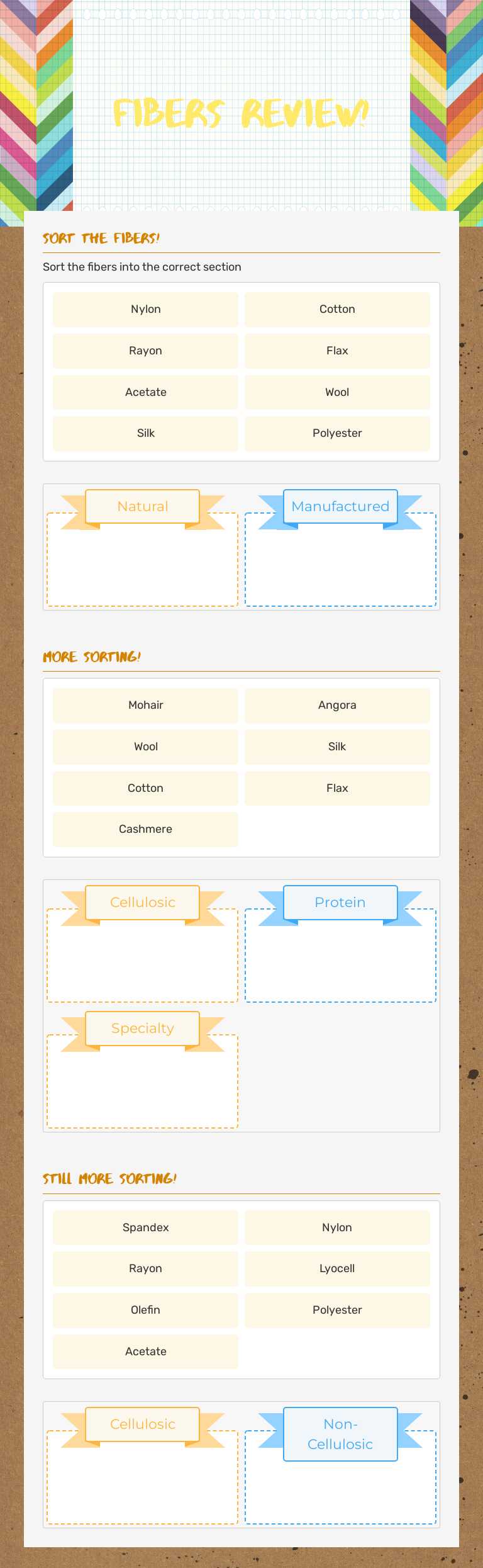Fibers Review! worksheet preview image