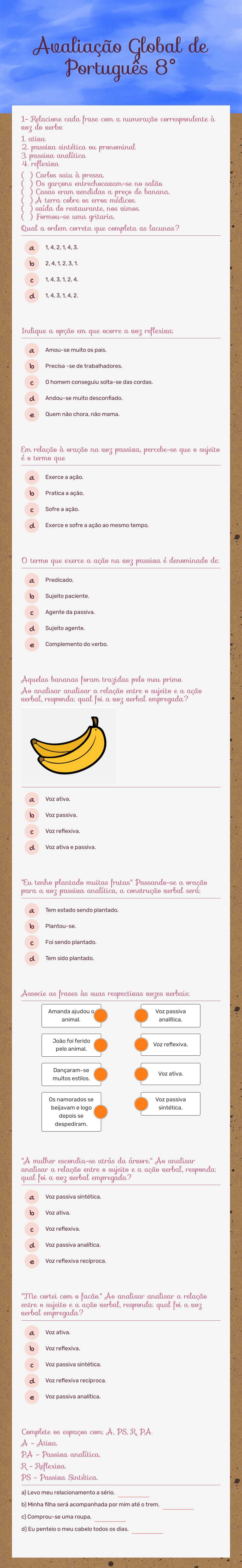 Avaliação Global de Português 8° worksheet preview image