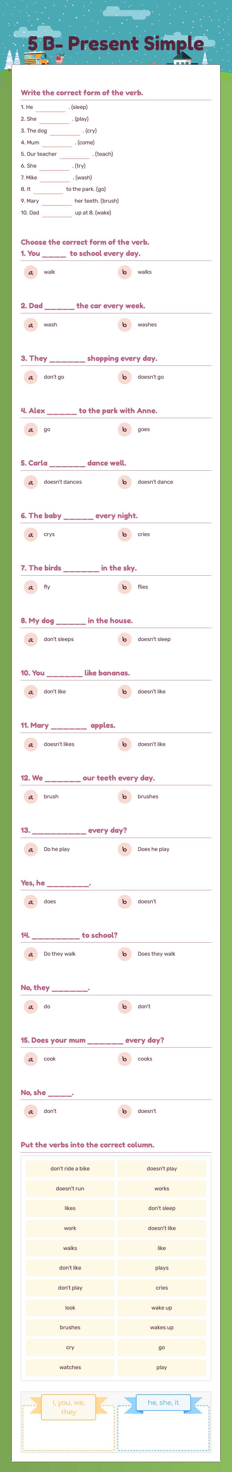 5 B- Present Simple Grade 5 worksheet preview