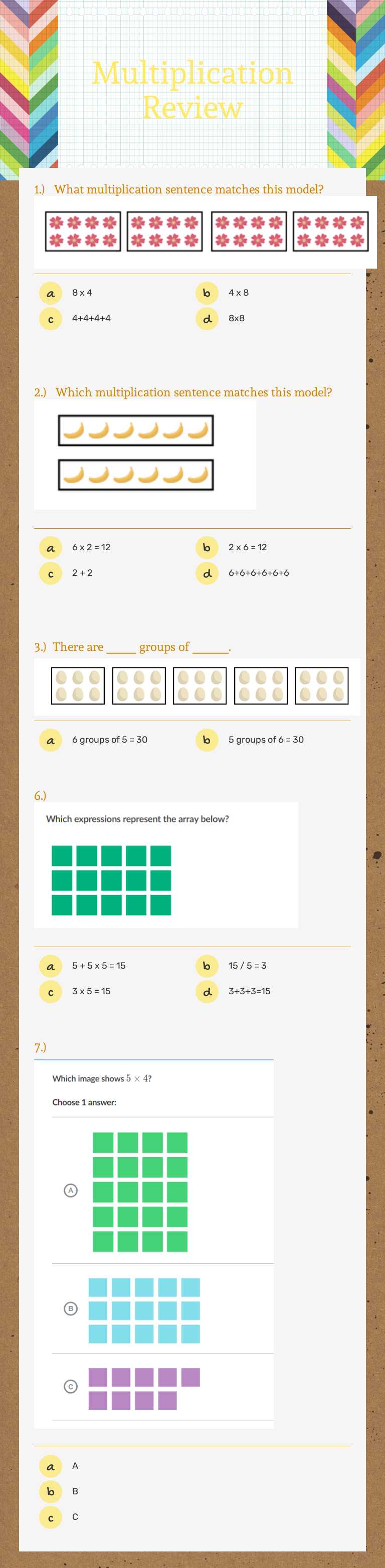 Multiplication Review worksheet preview image