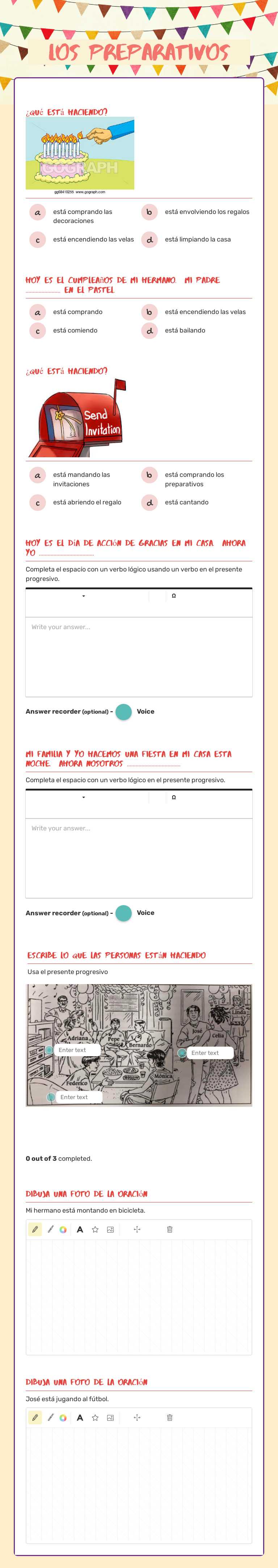 Los preparativos worksheet preview image