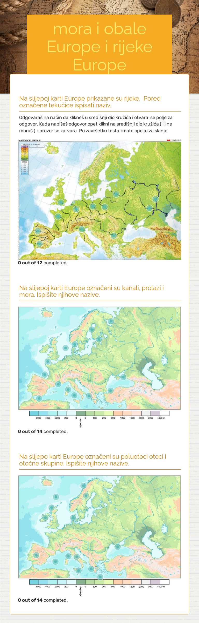 mora i obale  Europe i rijeke Europe Grade 7 worksheet preview