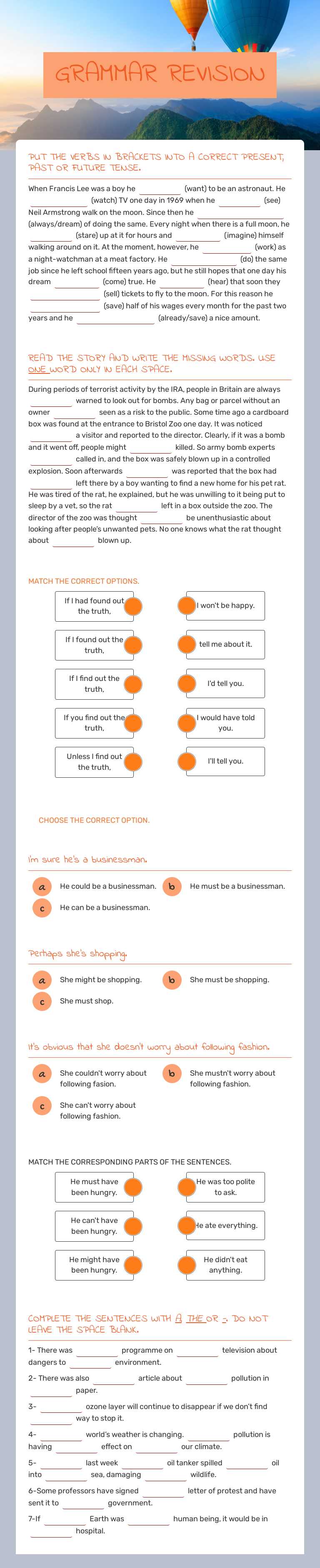 Part 8 (GRAMMAR REVISION) worksheet preview image