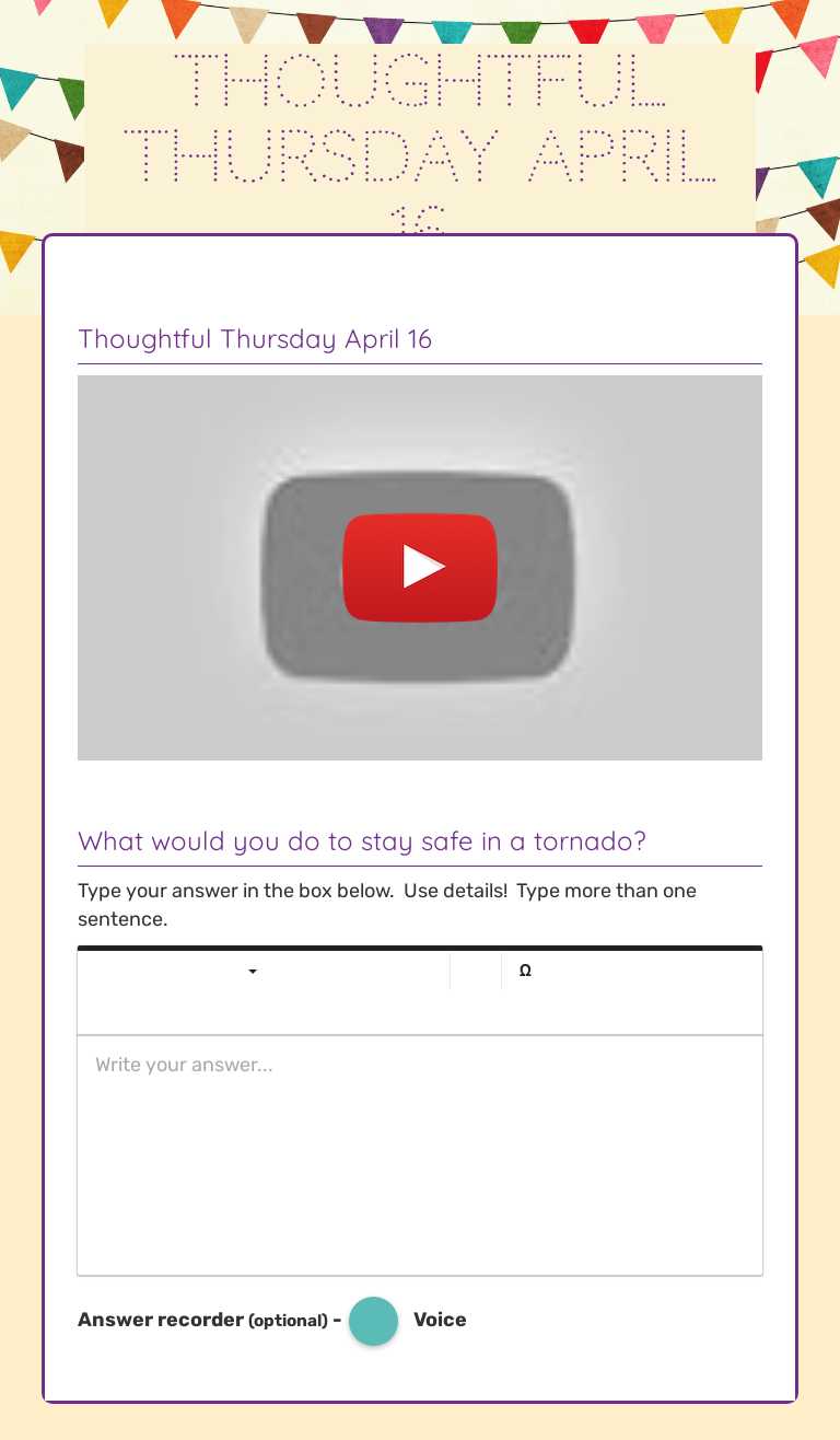 Thoughtful Thursday April 16 worksheet preview image