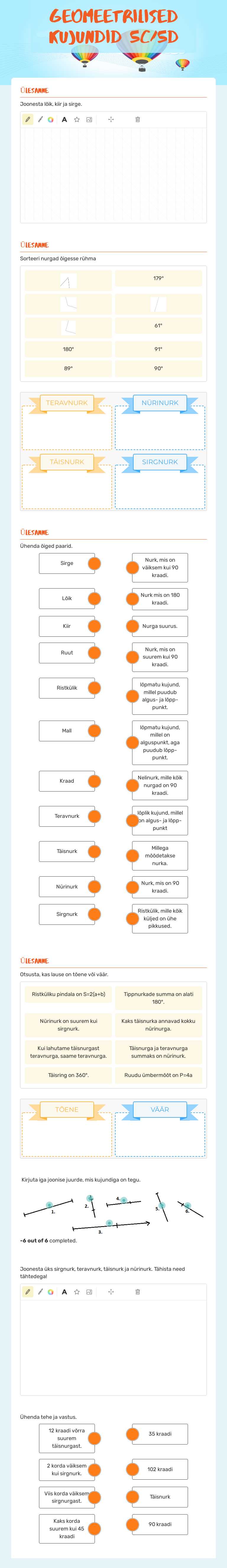 geomeetrilised kujundid 5C/5D worksheet preview image