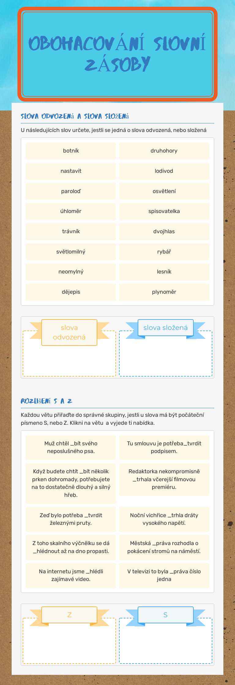 Obohacování slovní zásoby Other worksheet preview