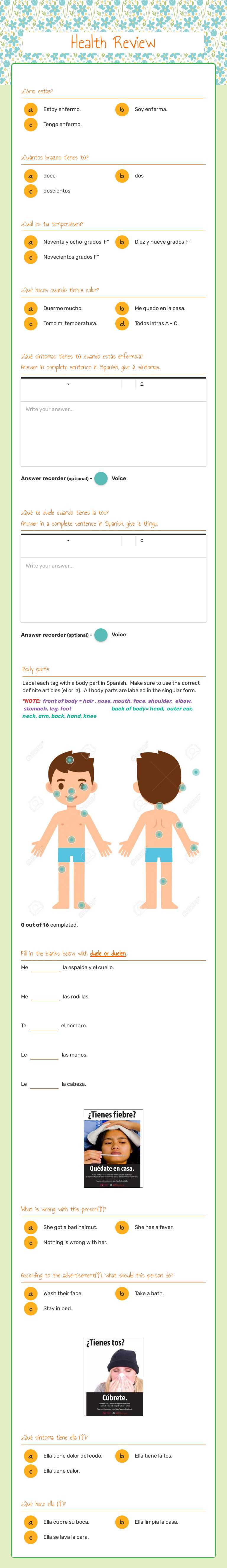 Health Review worksheet preview image